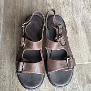 MBT Womens 9.5 Brown Leather Rocker Sandals EU 40 Swiss Masai Walking Shoes